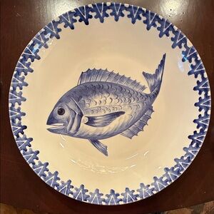 Vietri Blue Fish Design Ceramic Plate